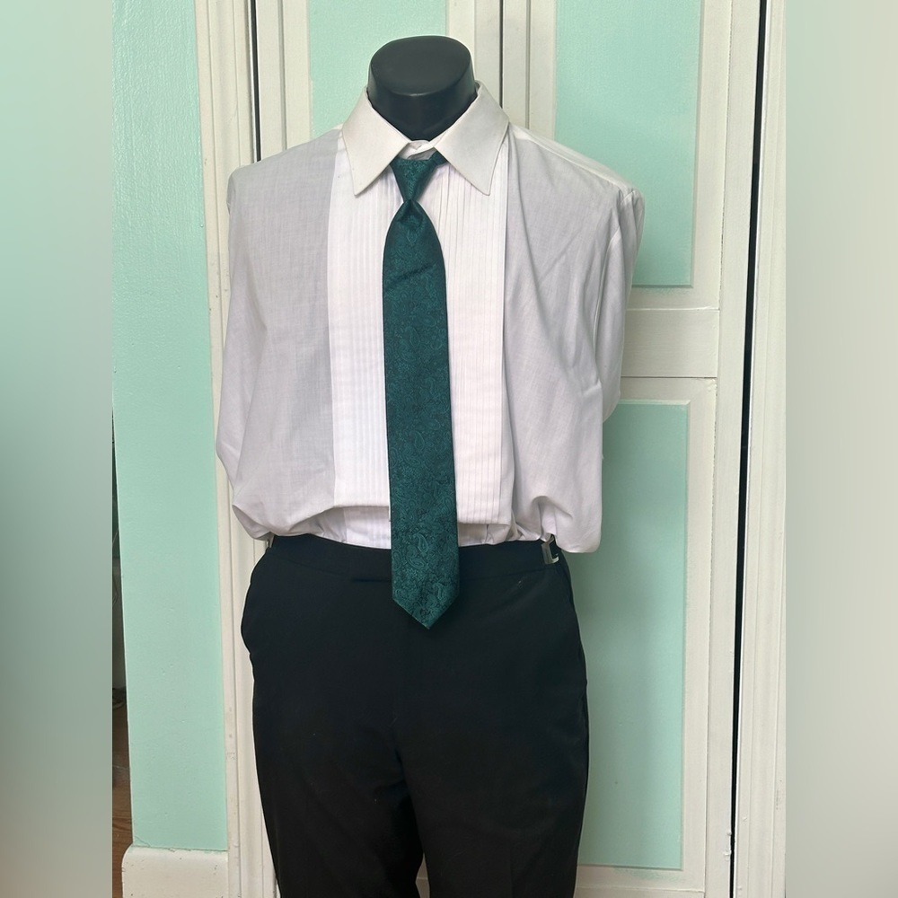 Hunter Green Forest Skinny Paisley Tie Wedding Prom Tuxedo Pre Tied clip on